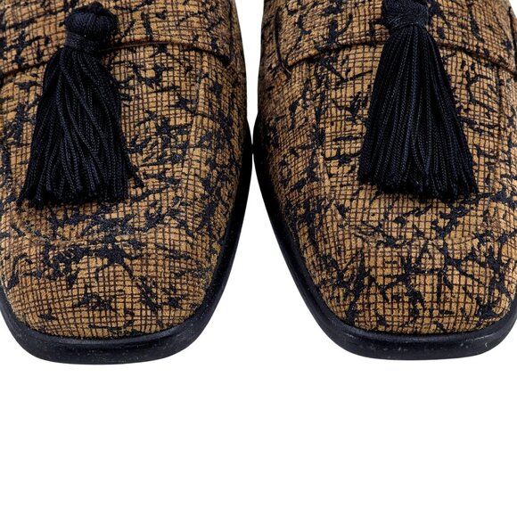 Stuart Weitzman Women's size 6.5AA Brown Black Tweed Dress Shoes Tassel Loafers - Picture 9 of 10